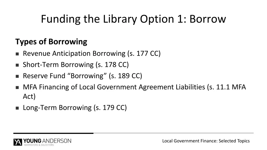 funding the library option 1 borrow