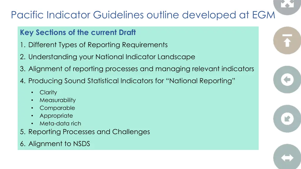 pacific indicator guidelines outline developed