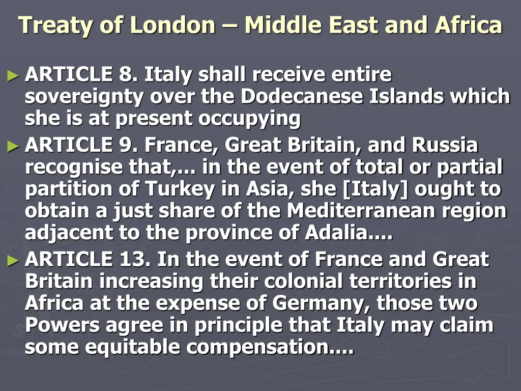 treaty of london middle east and africa