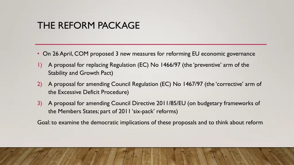 the reform package