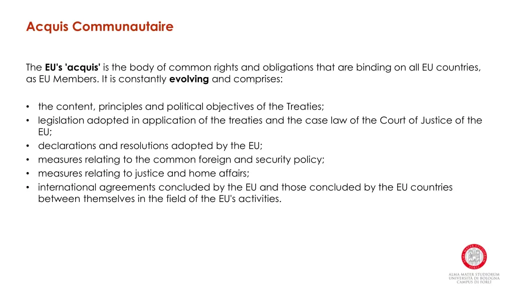 acquis communautaire