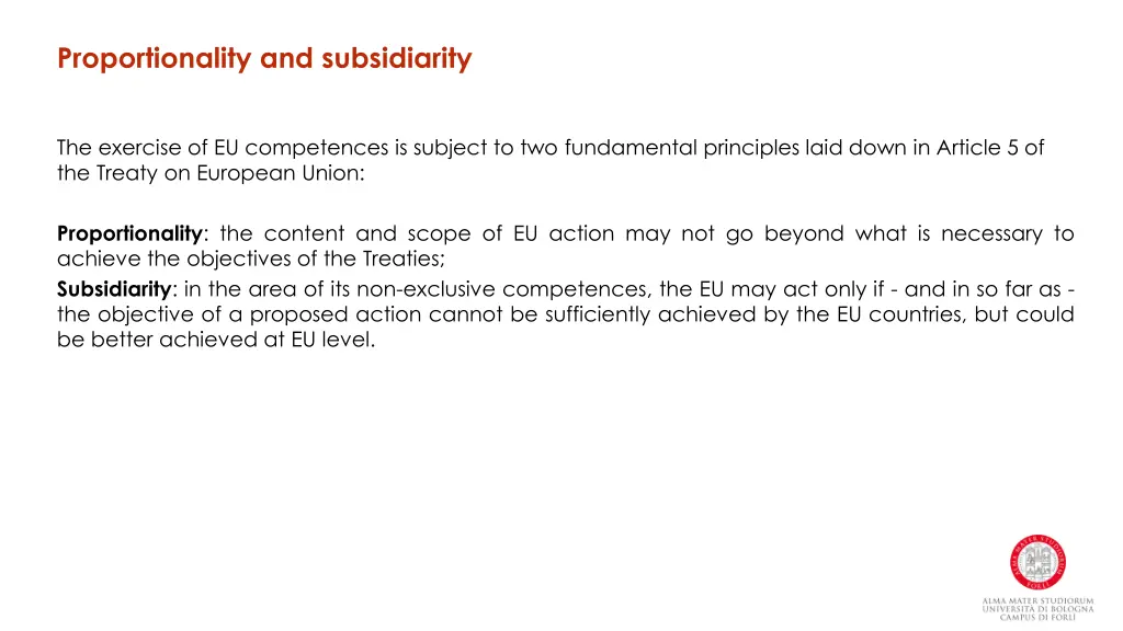 proportionality and subsidiarity