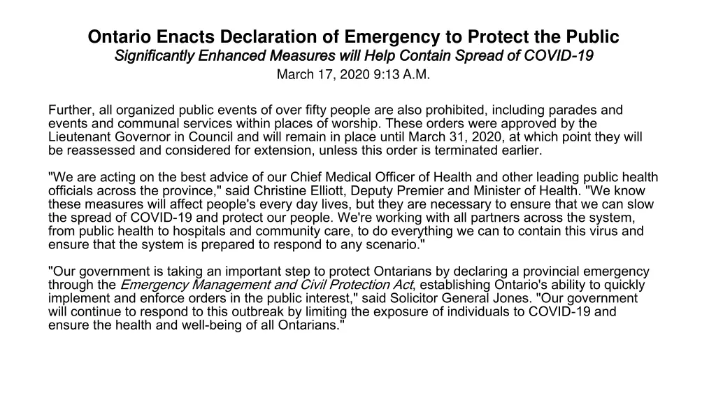 ontario enacts declaration of emergency 1