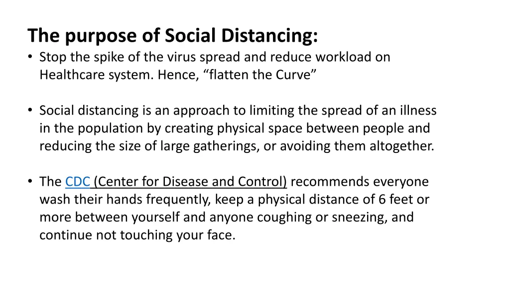 the purpose of social distancing stop the spike