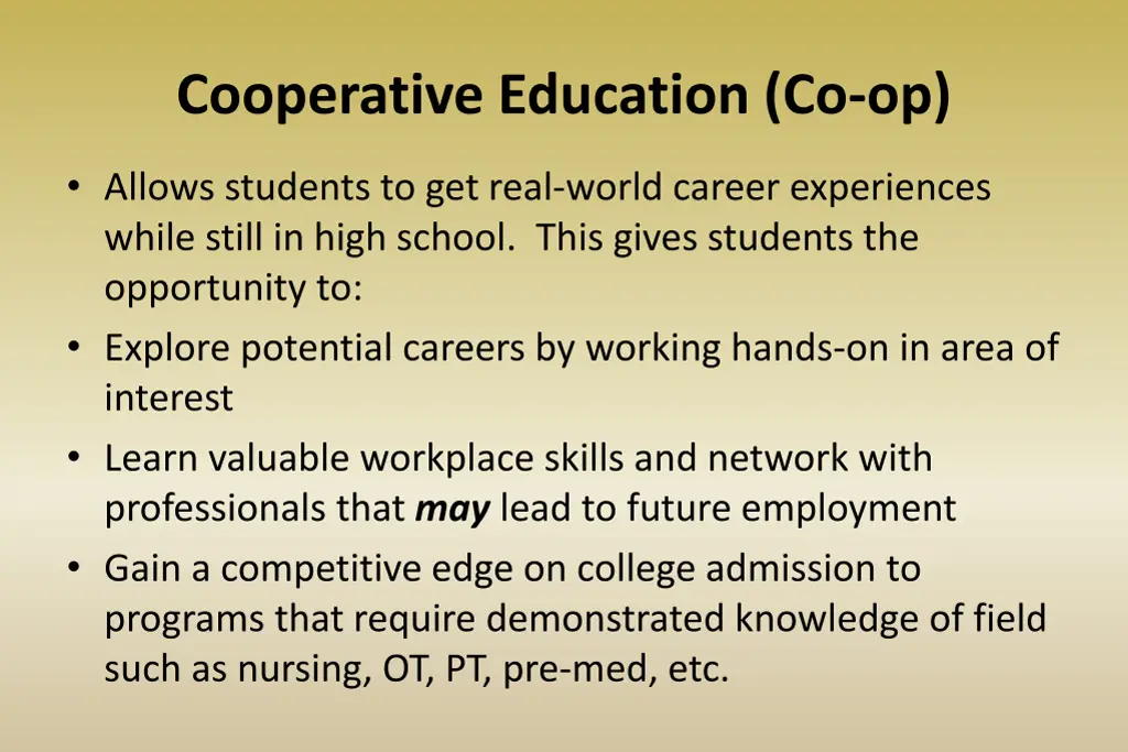 cooperative education co op