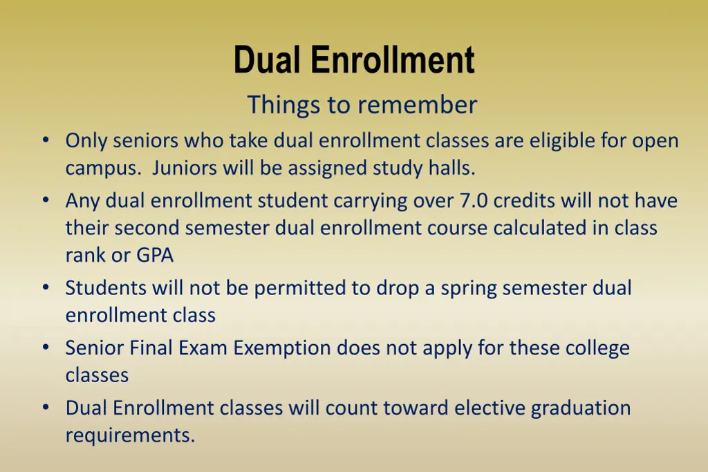 dual enrollment things to remember