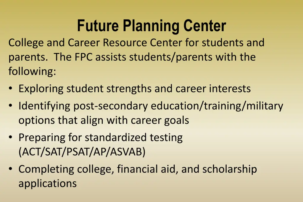 future planning center college and career