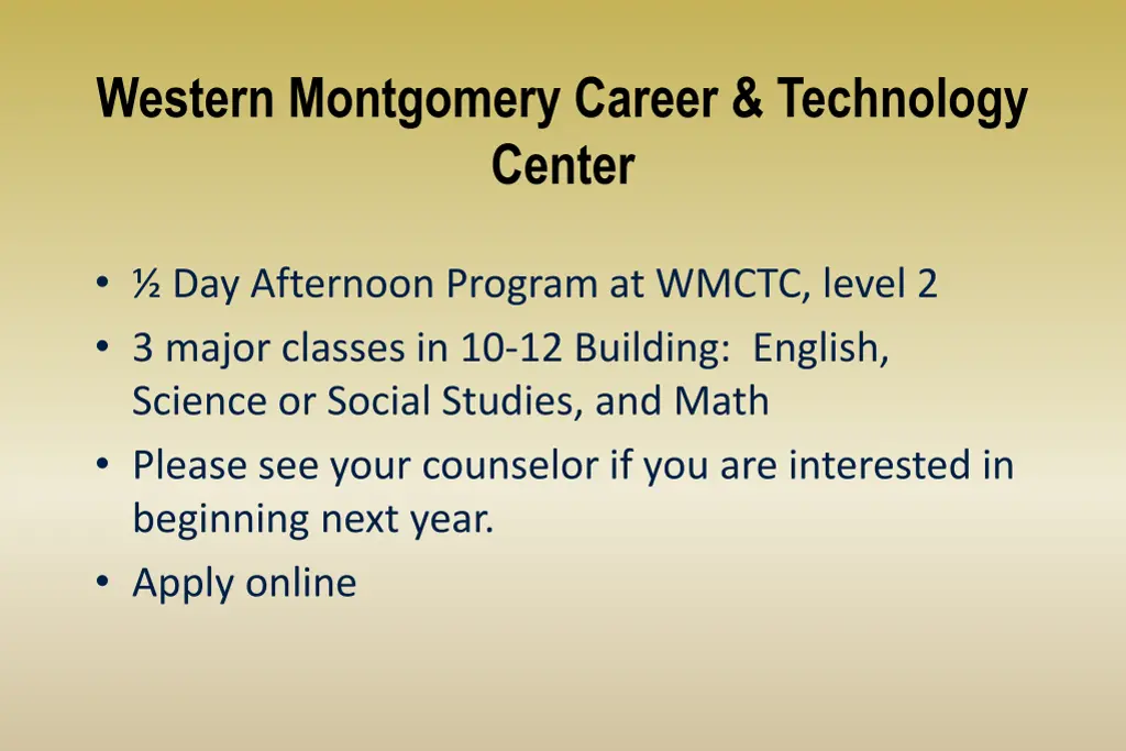 western montgomery career technology center