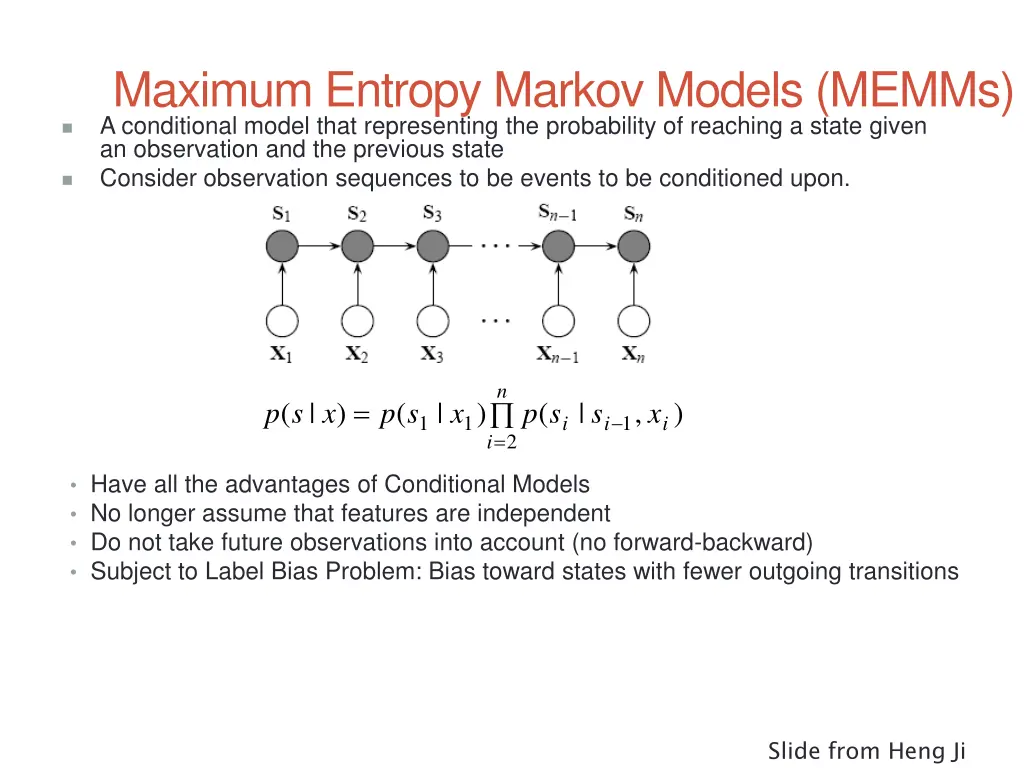 maximum entropy markov models memms a conditional