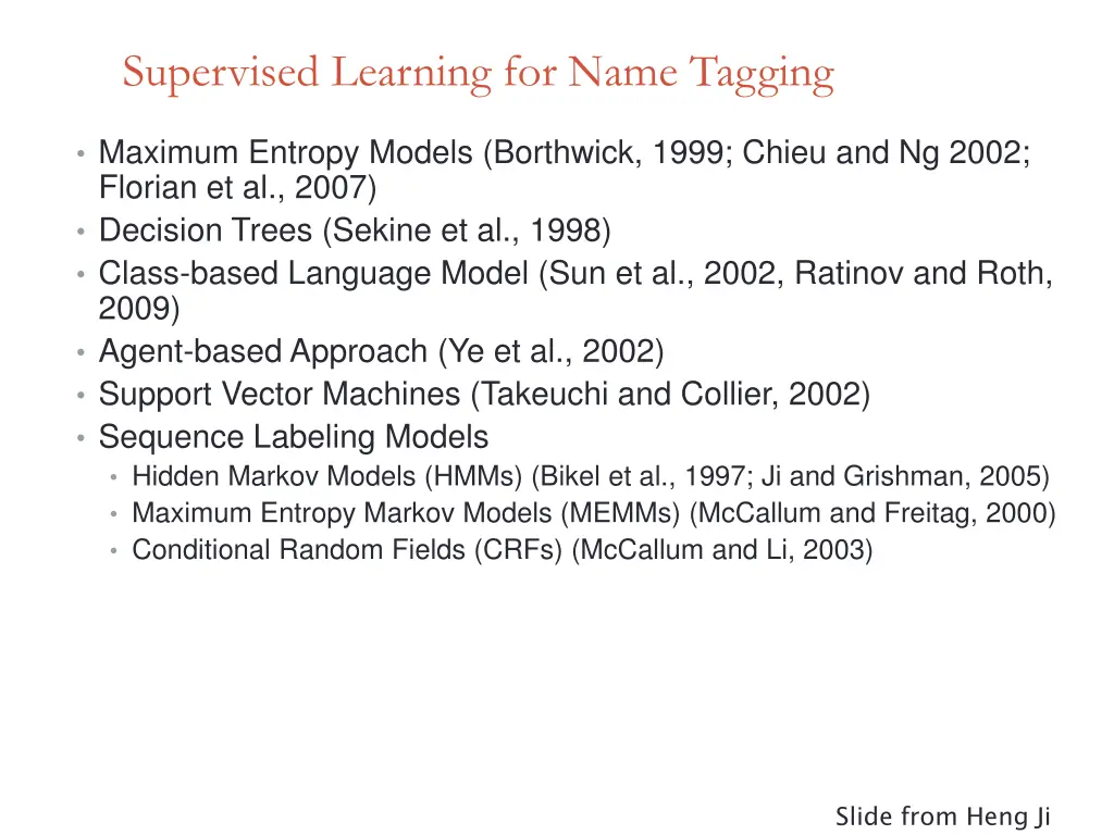 supervised learning for name tagging