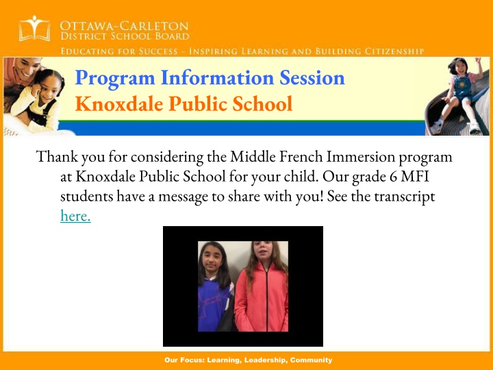 program information session knoxdale public school