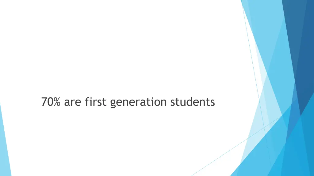 70 are first generation students