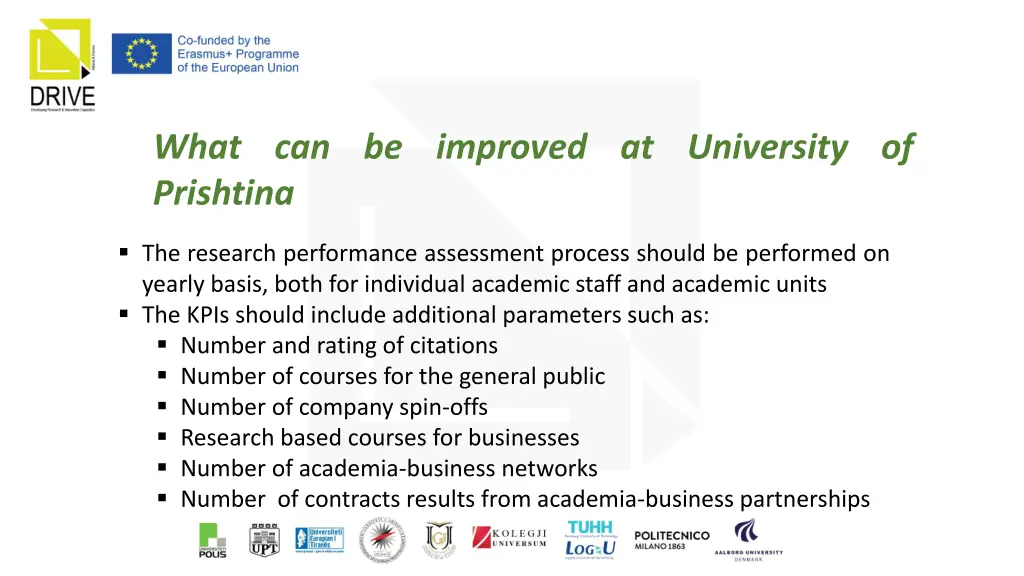 what can be improved at university of prishtina
