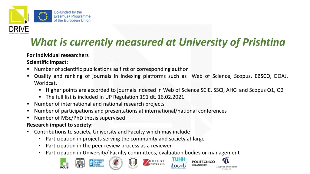 what is currently measured at university