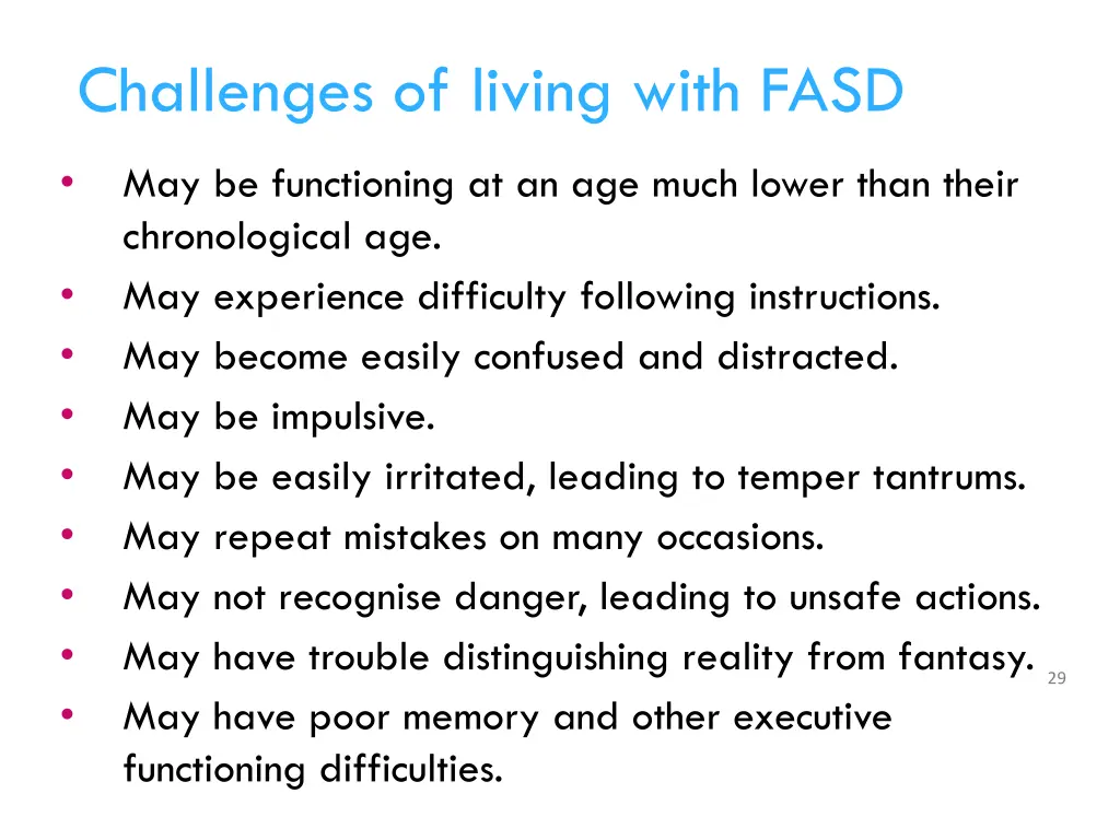 challenges of living with fasd