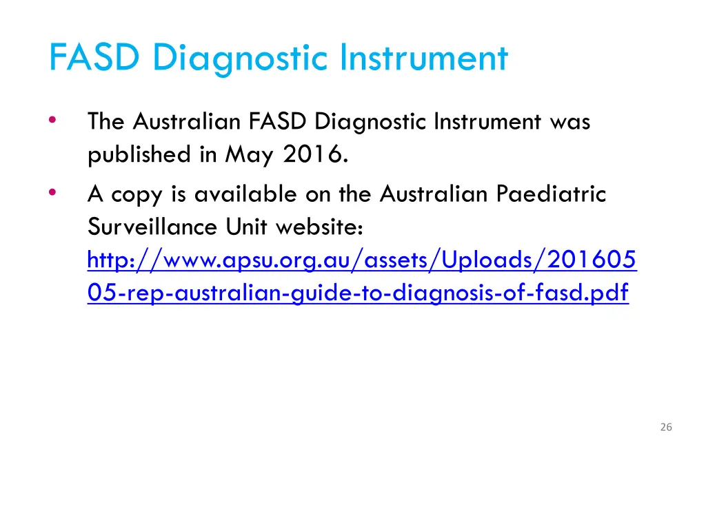 fasd diagnostic instrument