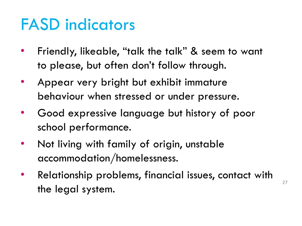 fasd indicators