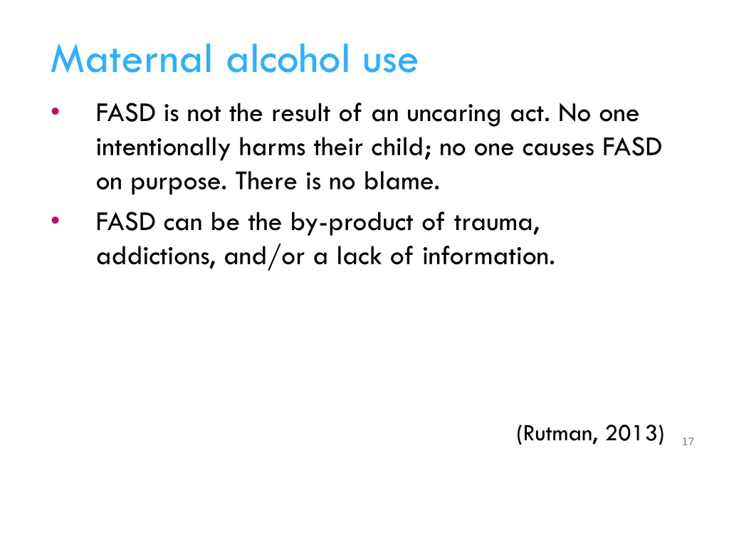 maternal alcohol use fasd is not the result
