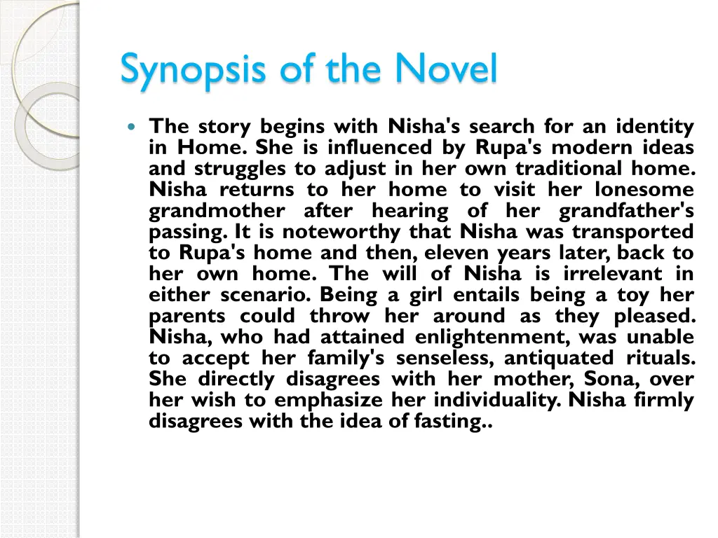 synopsis of the novel