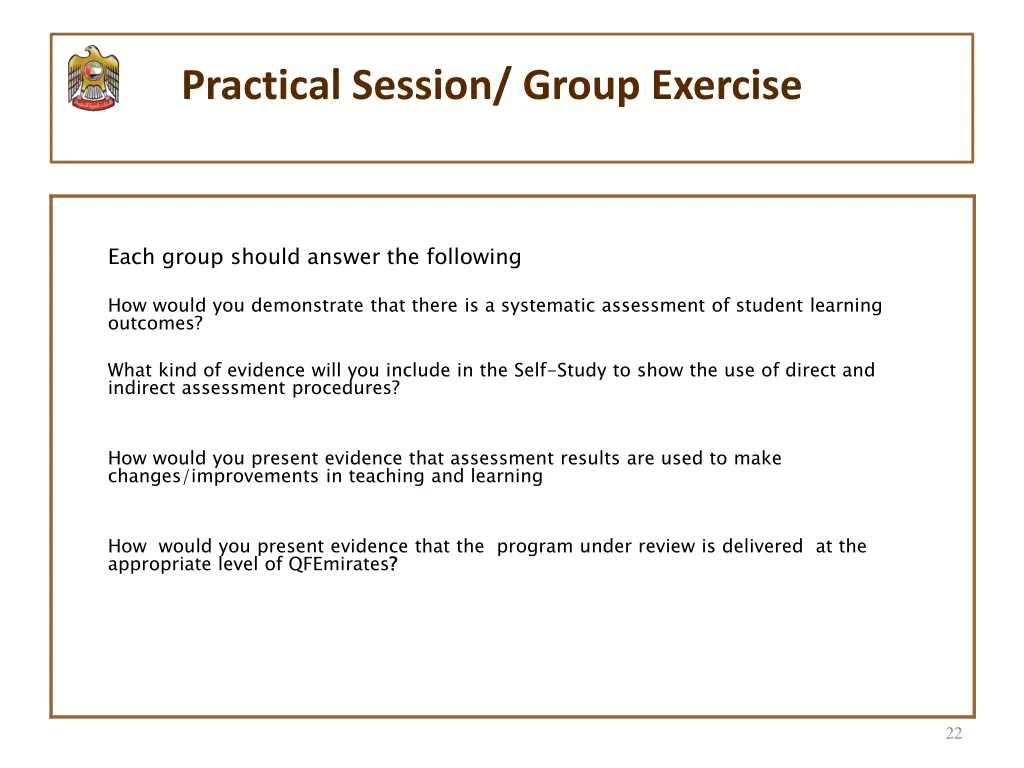 practical session group exercise