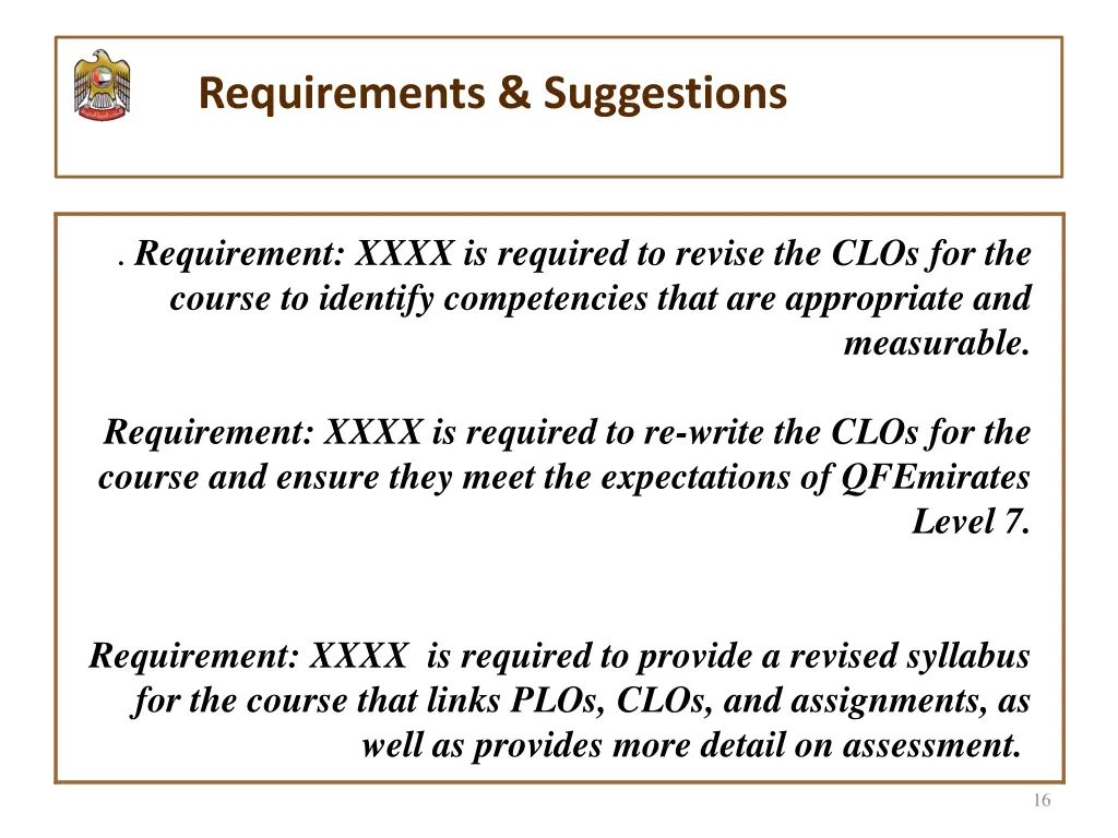 requirements suggestions
