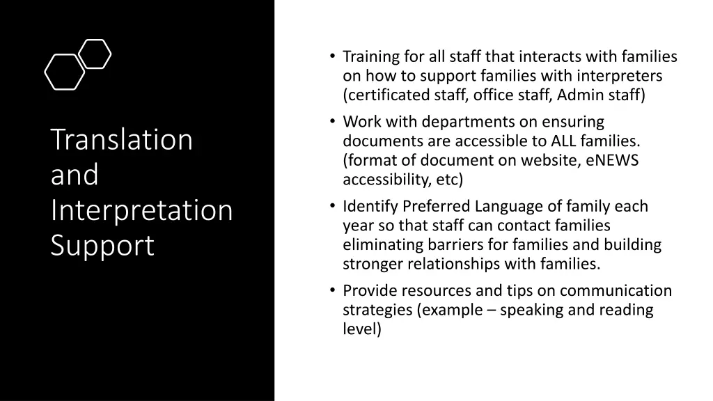 training for all staff that interacts with