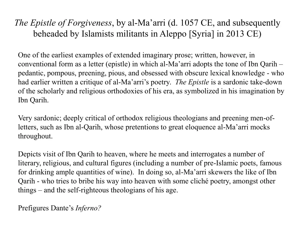 the epistle of forgiveness by al ma arri d 1057