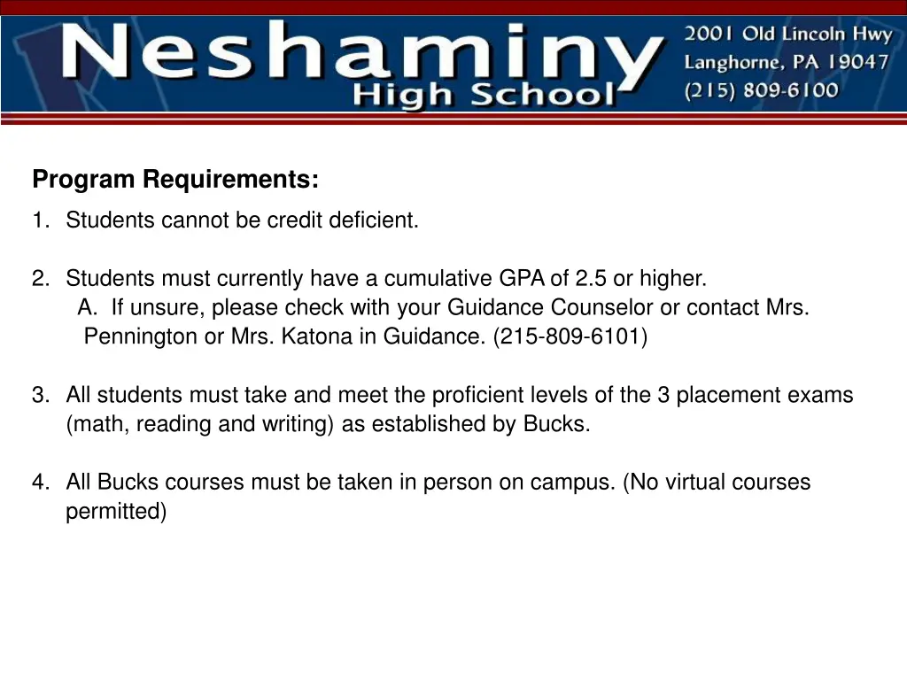 program requirements