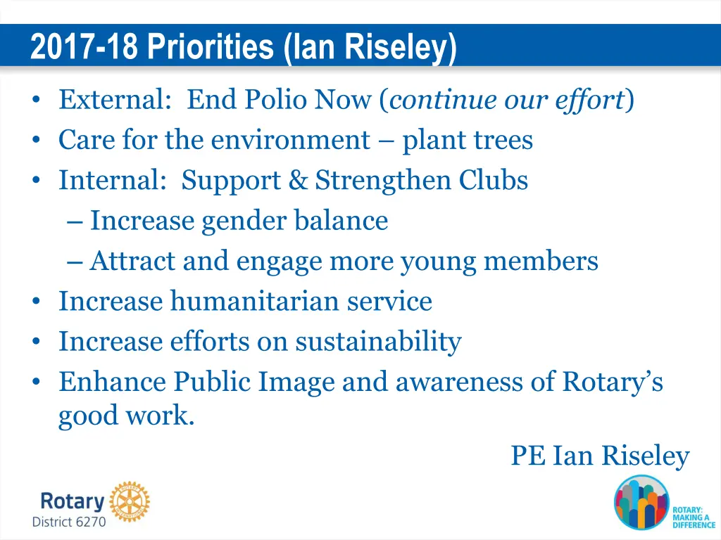 2017 18 priorities ian riseley