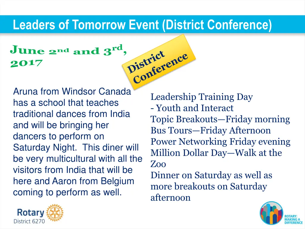 leaders of tomorrow event district conference