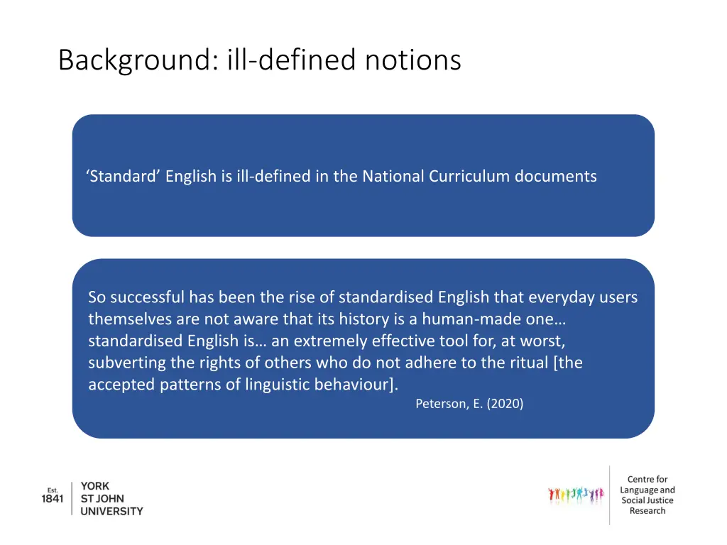 background ill defined notions