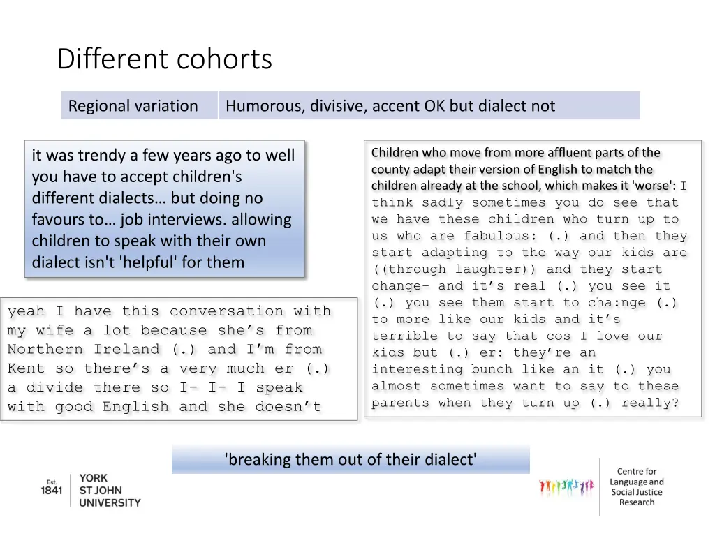 different cohorts 1