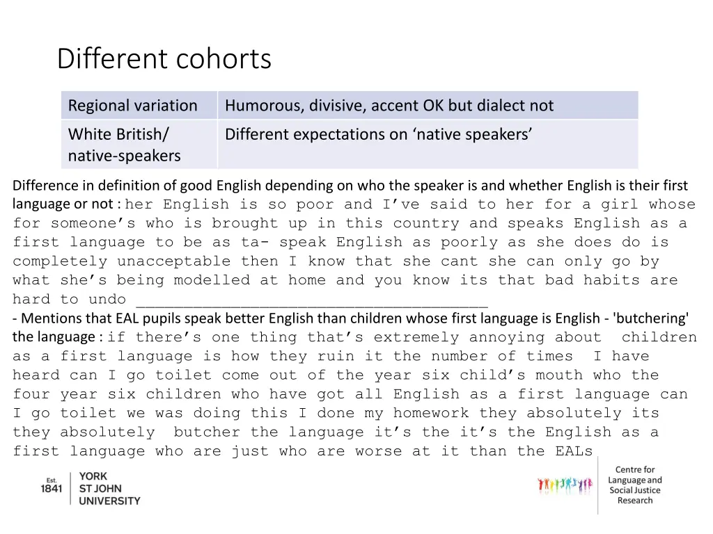 different cohorts 2