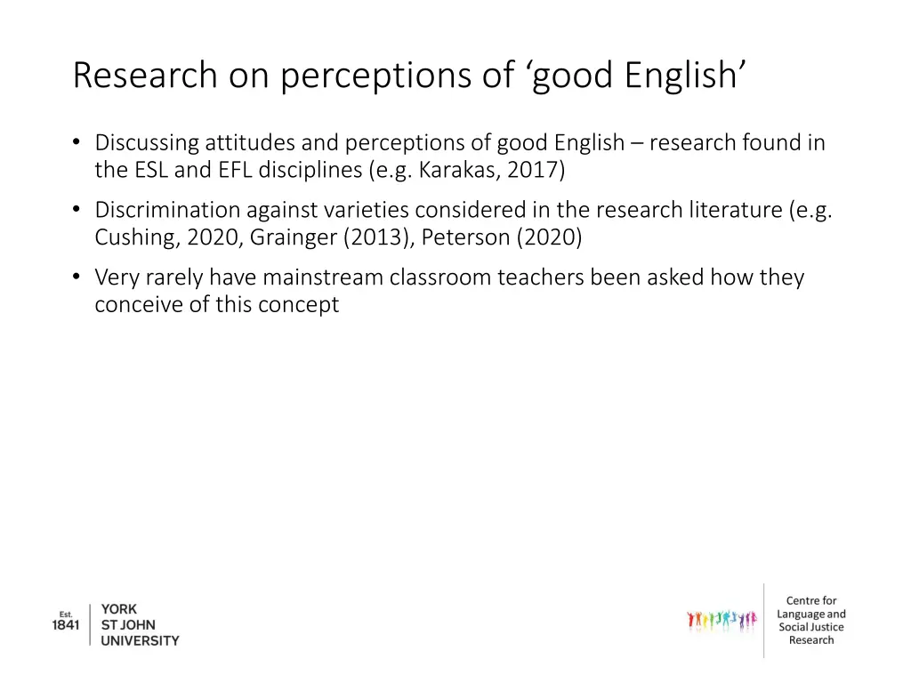 research on perceptions of good english