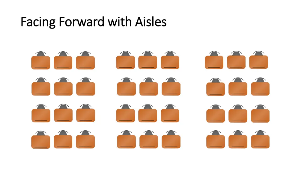 facing forward with aisles facing forward with