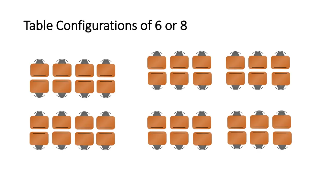 table configurations of 6 or 8 table