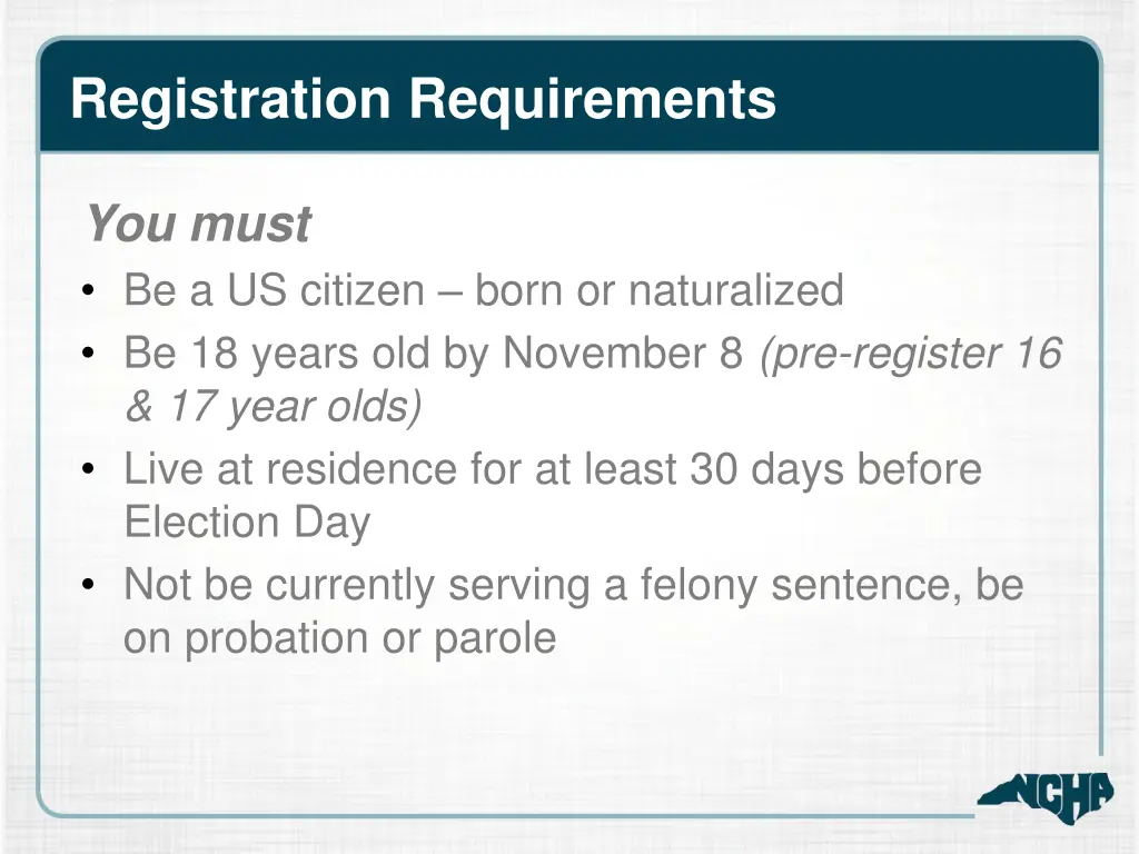 registration requirements