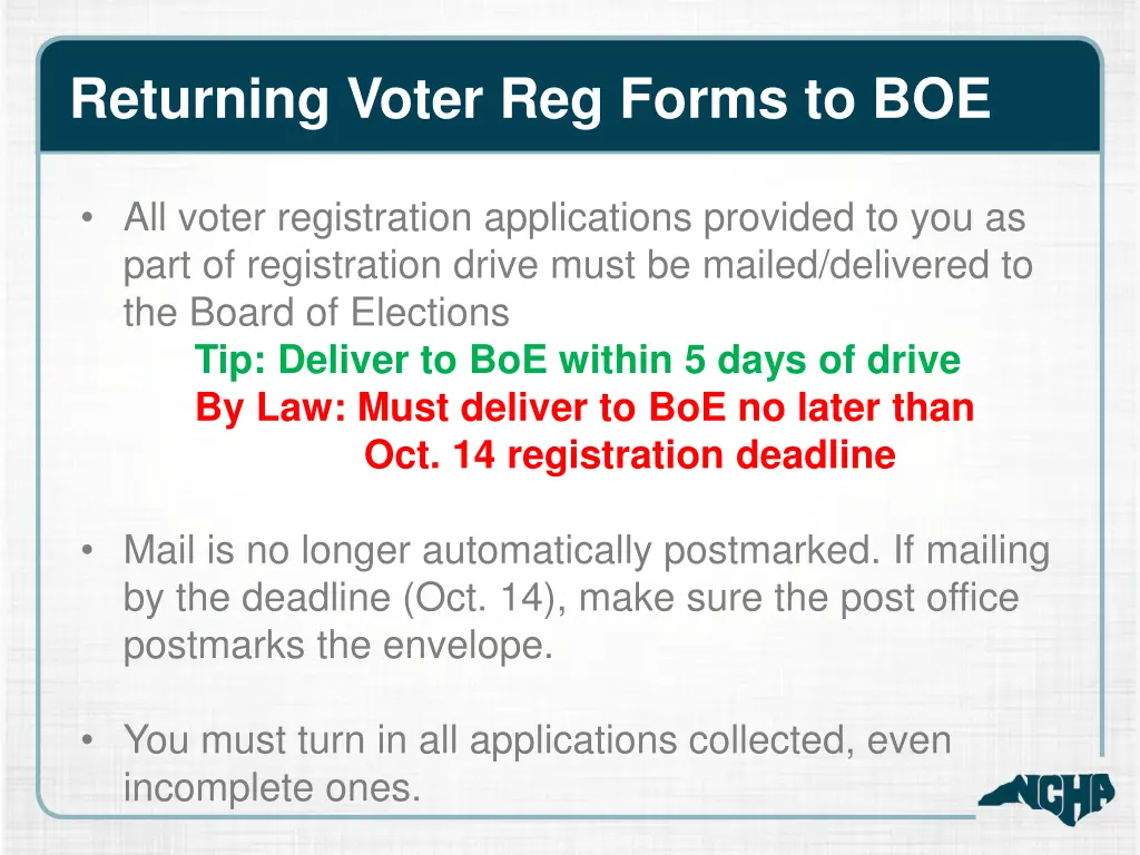 returning voter reg forms to boe