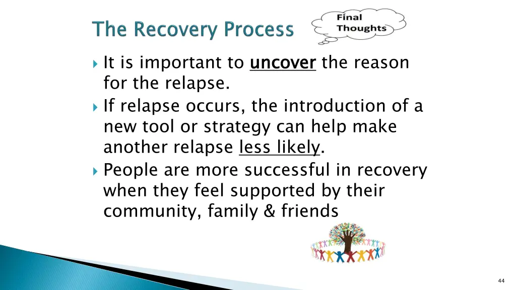 it is important to uncover for the relapse