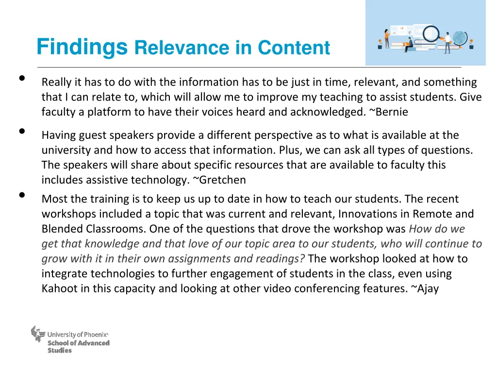 findings relevance in content