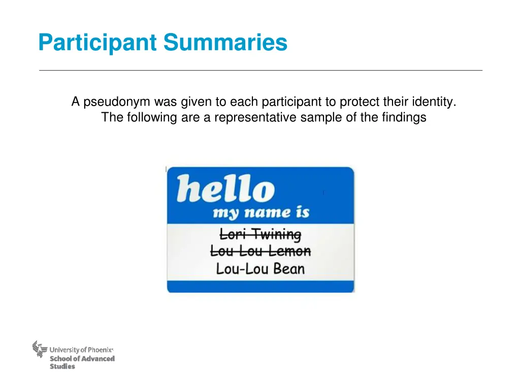 participant summaries
