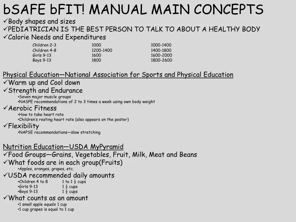 bsafe bfit manual main concepts body shapes