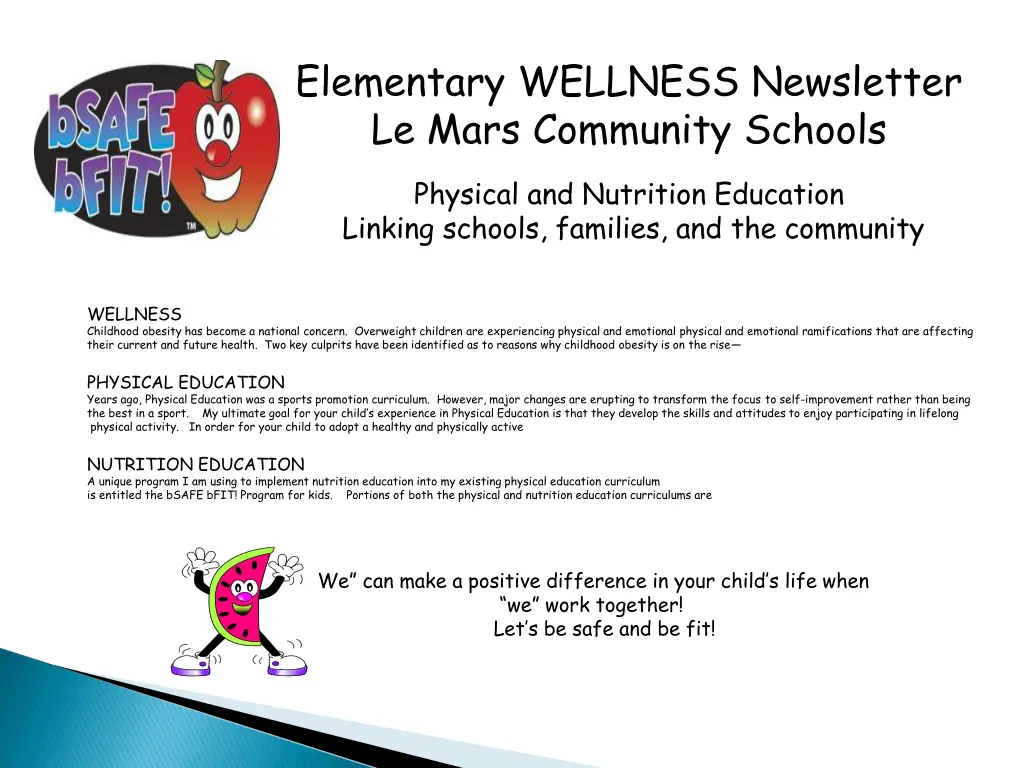 elementary wellness newsletter le mars community