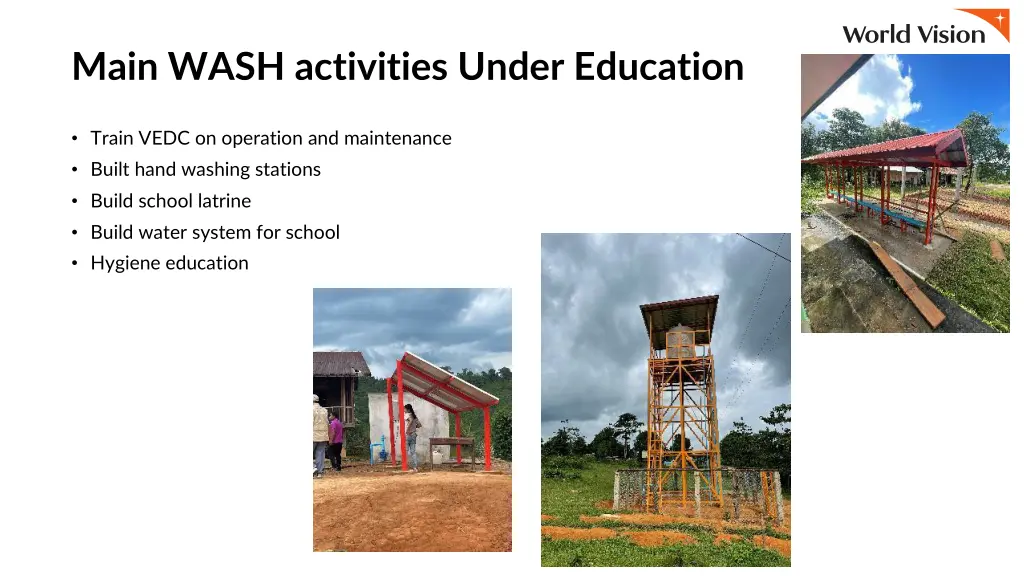 main wash activities under education