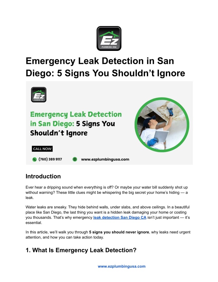 emergency leak detection in san diego 5 signs