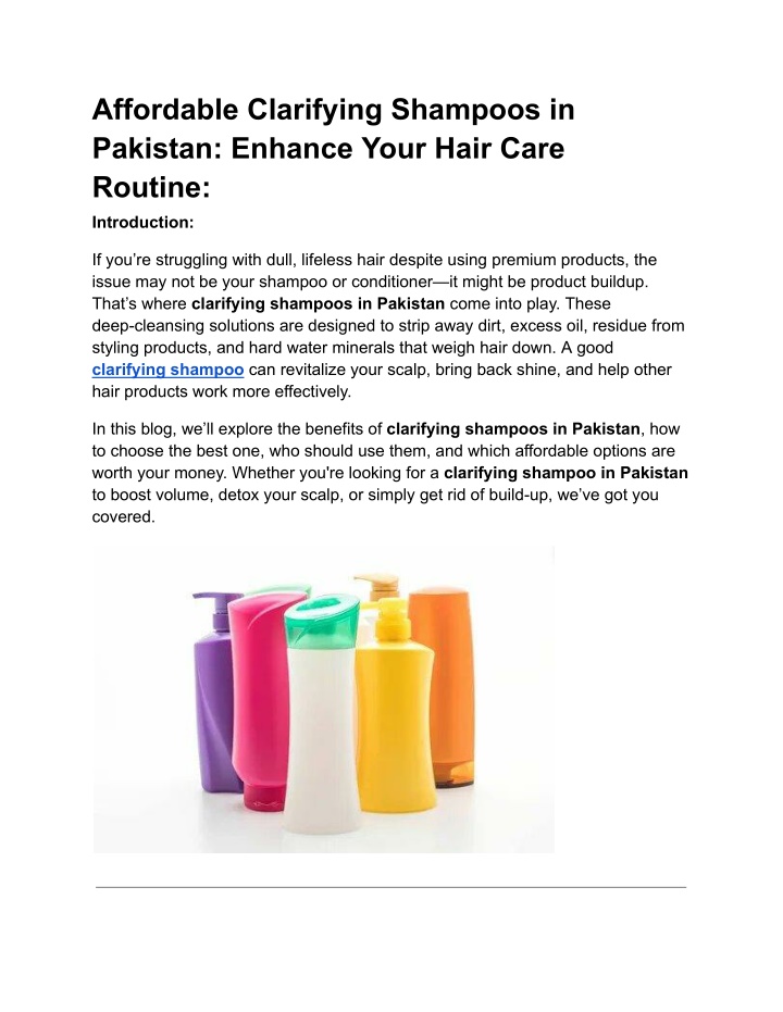 affordable clarifying shampoos in pakistan