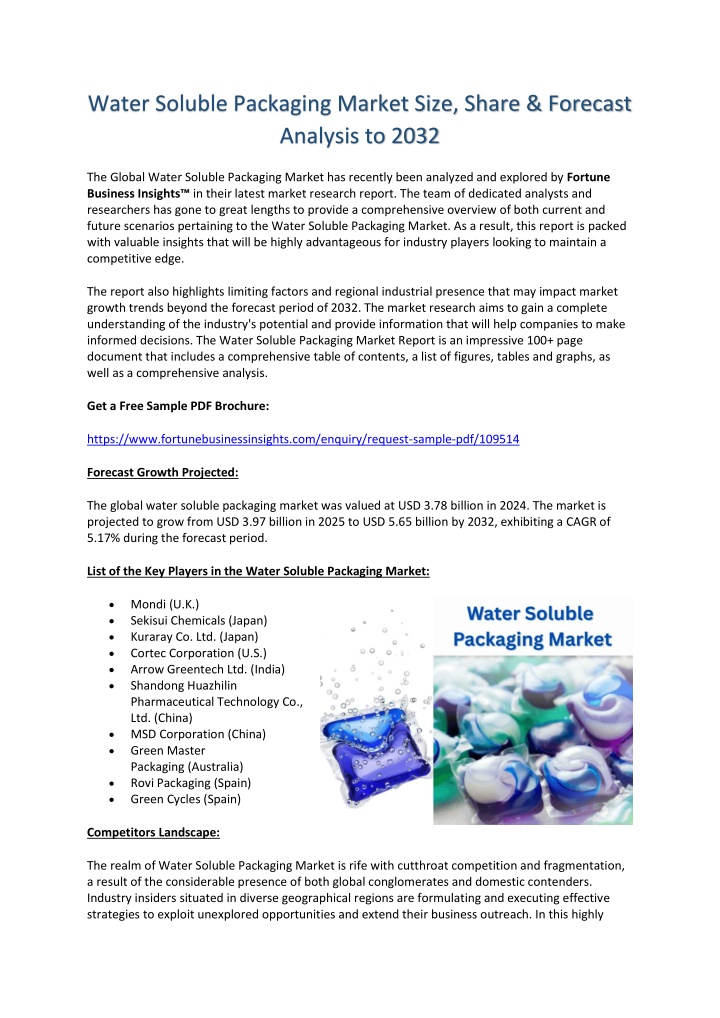water soluble packaging market size share