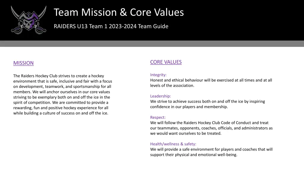 team mission core values