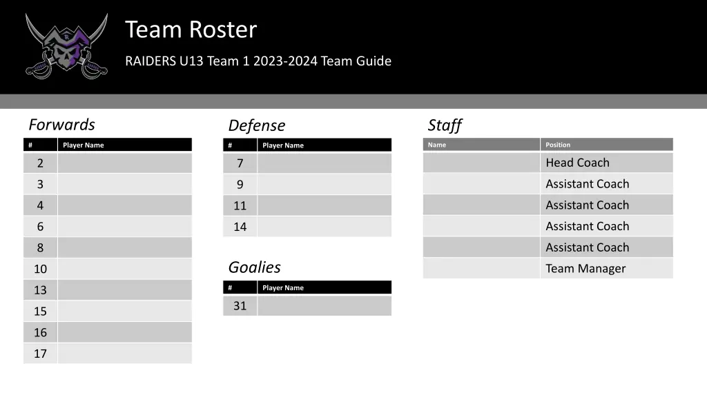 team roster