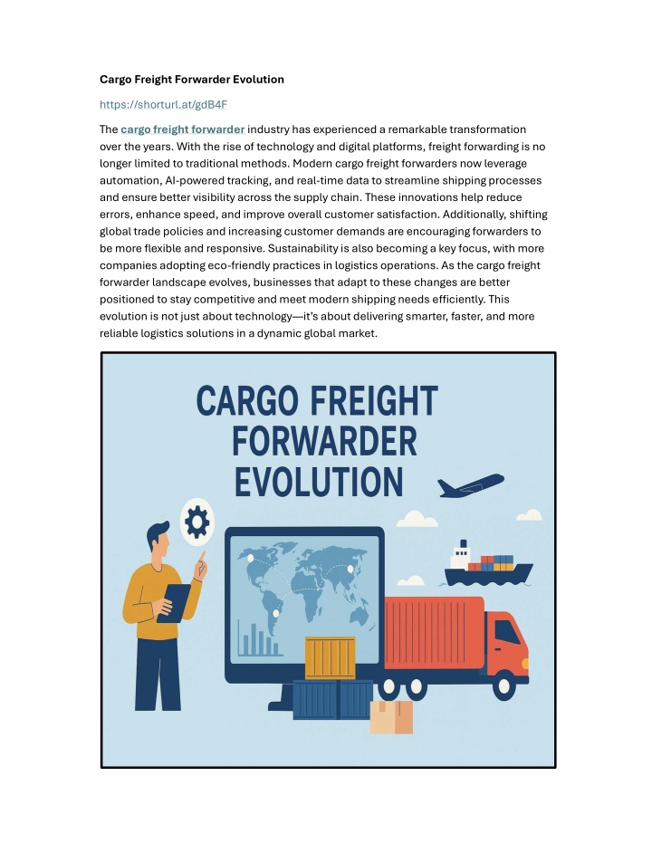 cargo freight forwarder evolution